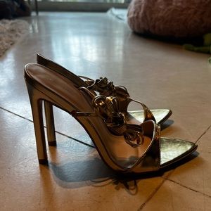 Prettylittlething Gold Strappy Pumps Size 7